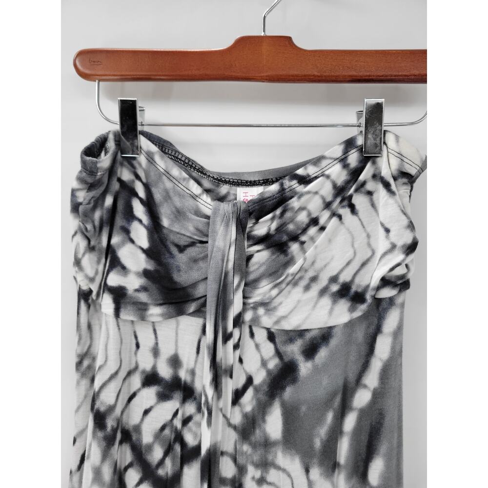 Hula Honey Womens Dress Medium Gray White Tie Dye Strapless Maxi Summer Beach - Picture 6 of 12